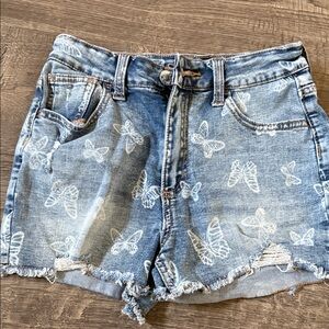 Justice Light Blue Denim Butterfly Shorts